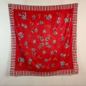 Vintage Red Aqua Cherry Scarf
